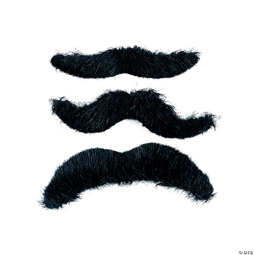 3" Black Hair Funny Styles Adhesive Fake Mustaches - 36 Pcs. Image
