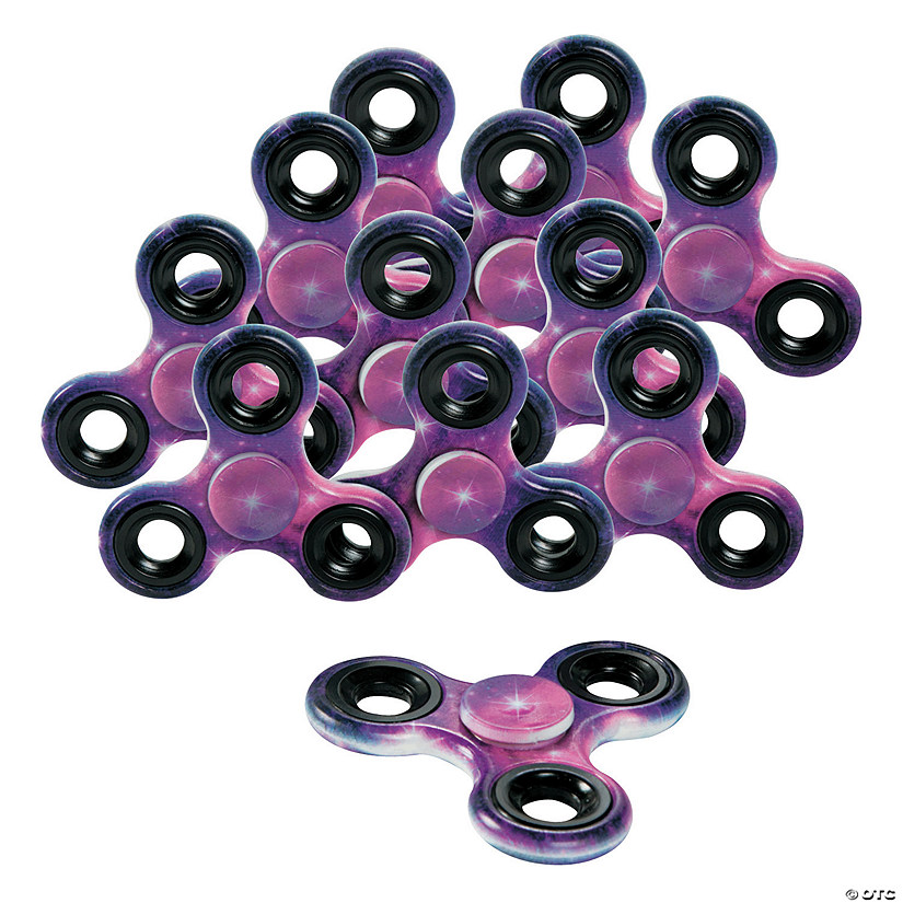 3" Bright Purple Stars Print Galaxy Fidget Spinners - 12 Pc. Image