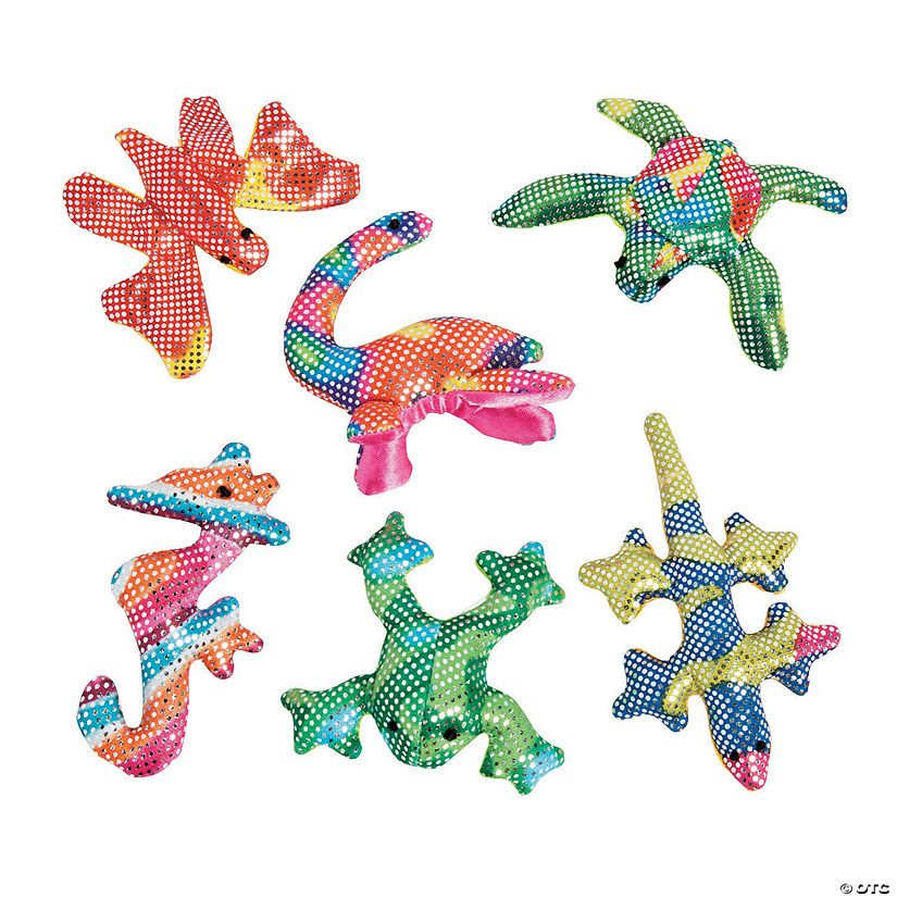 3" Bulk 48 Pc. Mini Glitter Under the Sea Stuffed Animal Toys Image