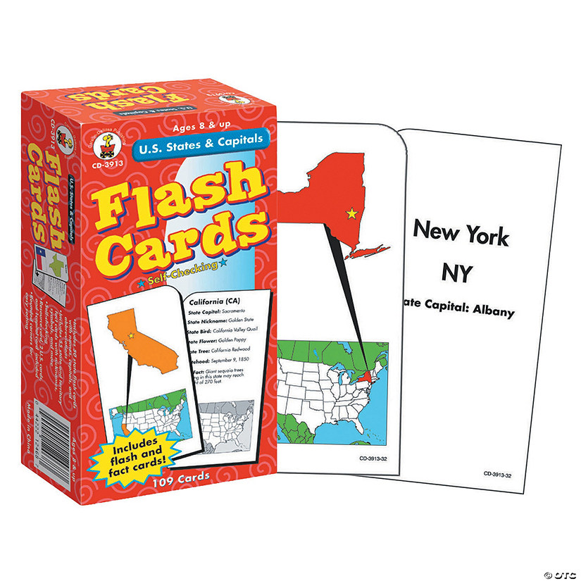 (3 Ea) Flash Cards Us States & Capitals Image