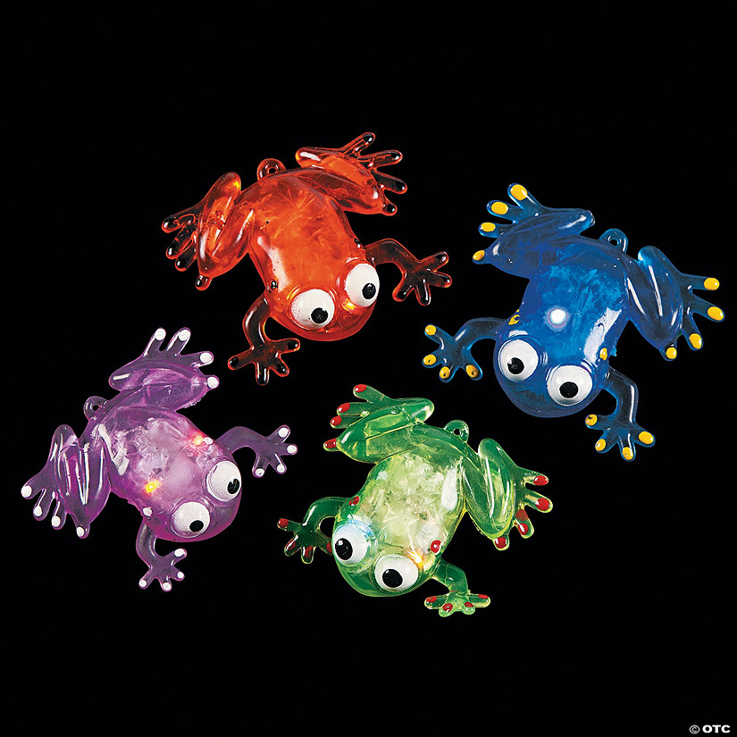 3" Flashing Squishy Red, Green, Purple & Blue Frogs with Beads - 12 Pc. Image