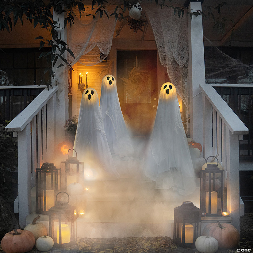 3 Ft. Glowing Face Ghost Trio Halloween Outdoor Yard Decoration - 3 Pc. Image