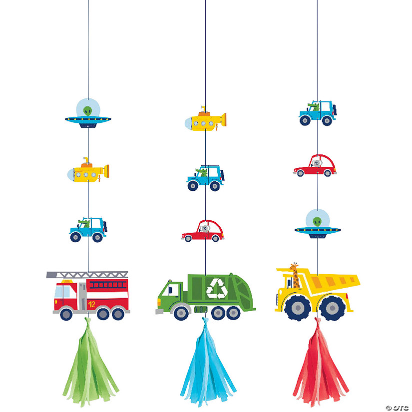 3 Ft. Transportation Time Hanging Cardstock Cutout Decorations &#8211; 3 Pc. Image