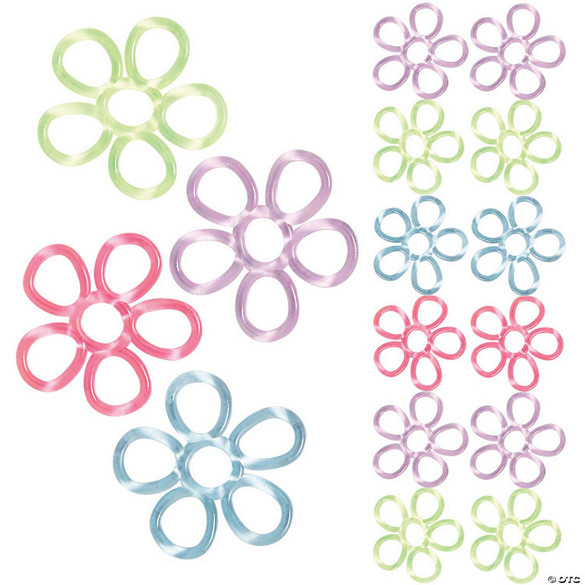 3" Green, Purple, Red & Blue Stretchy Rubber Fidget Flowers - 12 Pc. Image