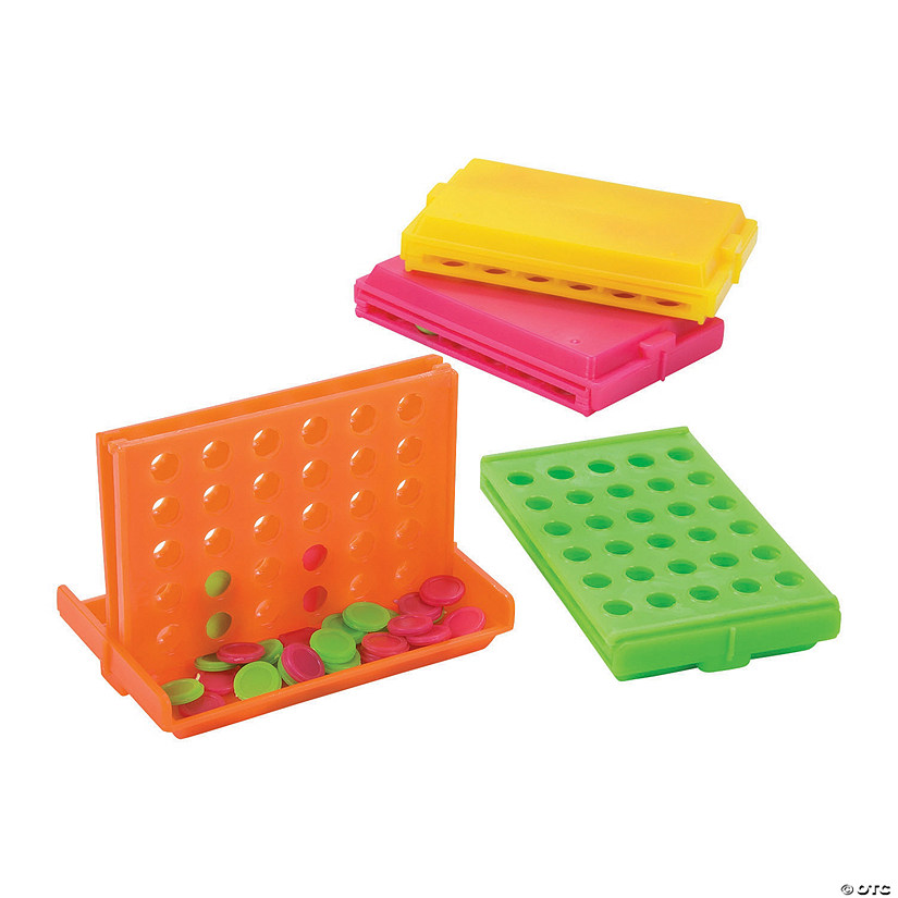3" Mini Bright Neon Orange, Green, Pink & Yellow Connection Games - 12 Pc. Image