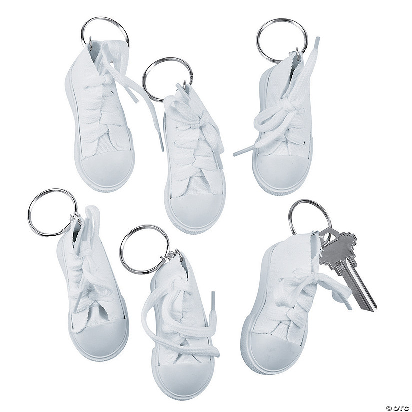 3" x 1 1/2" DIY Design Your Own White Shoe Keychains - 12 Pc. Image