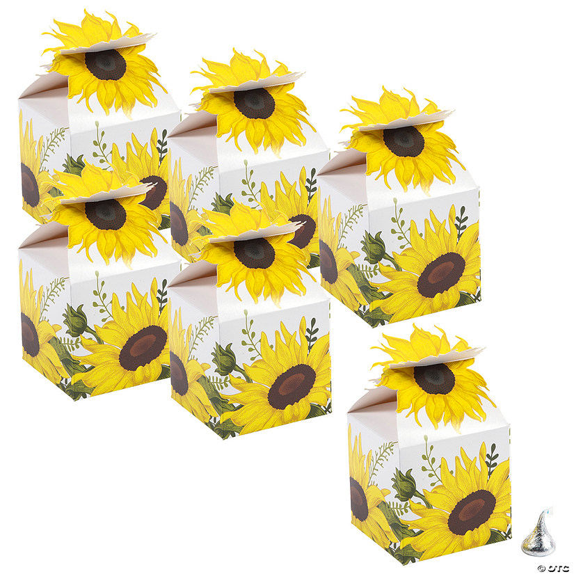 3" x 3" Bulk 48 Pc. Yellow Sunflower Blooms Cardstock Favor Boxes Image