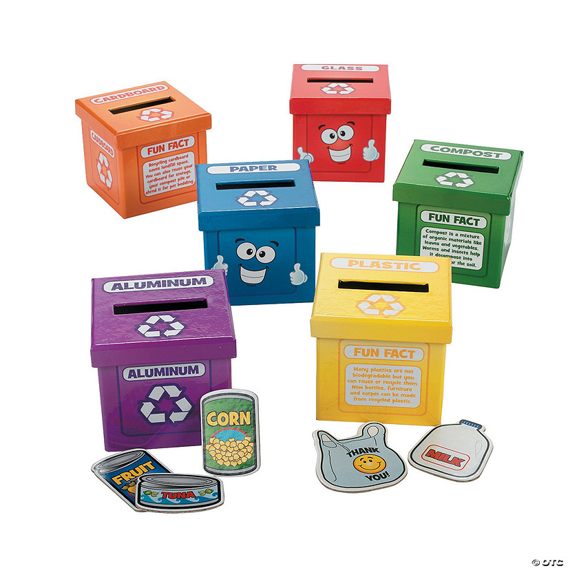 3" x 3" Learn To Recycle Sorting Activity Boxes Set - 54 Pc. Image