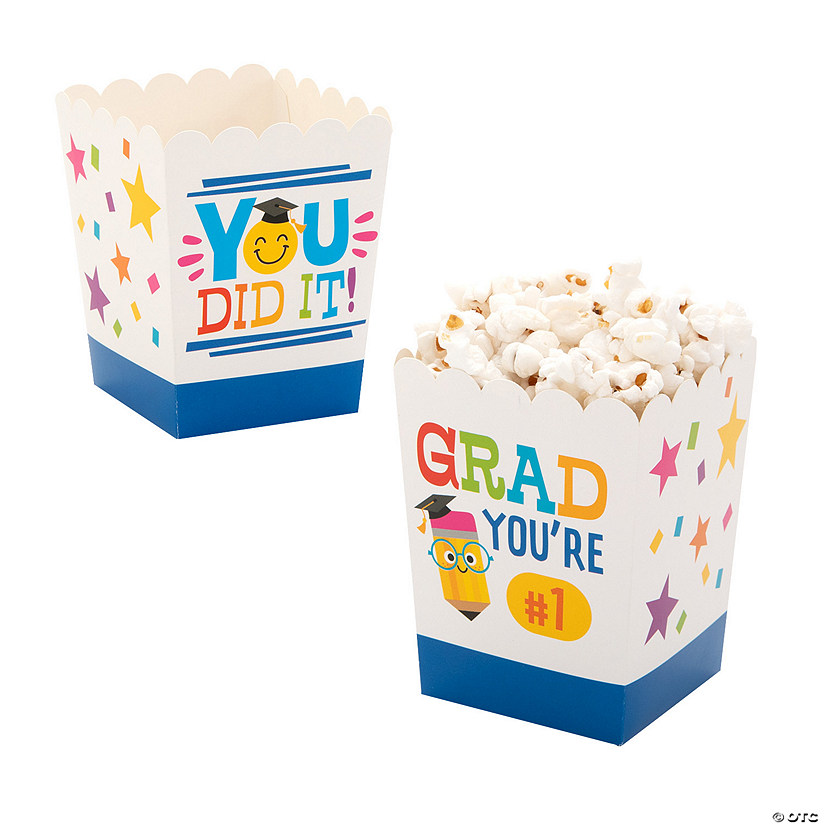 3" x 4" Elementary Grad You Did It Cardstock Popcorn Boxes - 12 Pc. Image