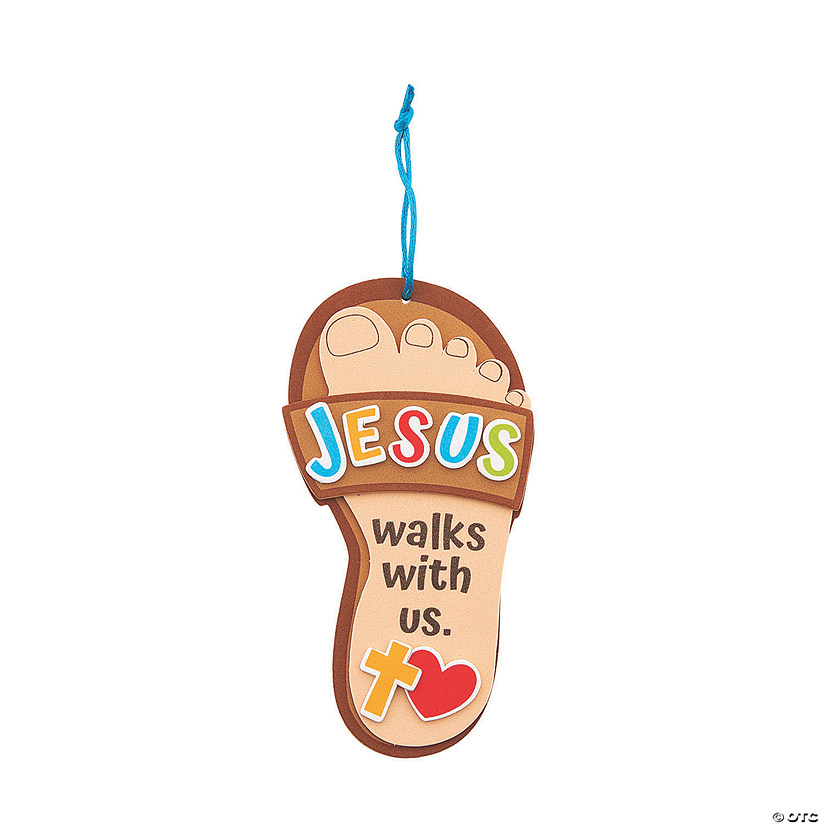 3" x 6" Jesus Walks with Us Sandal Foam Craft Kit - Makes 12 Image