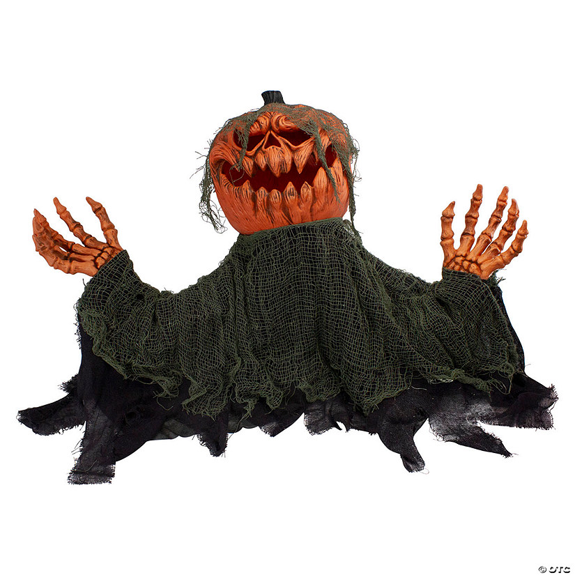 30" Black and Orange Animated Pumpkin Halloween Decoration Image