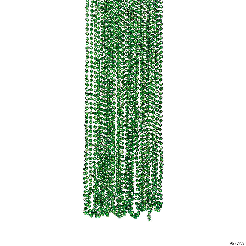 30" Bulk 48 Pc. Green Metallic Plastic Bead Necklaces Image
