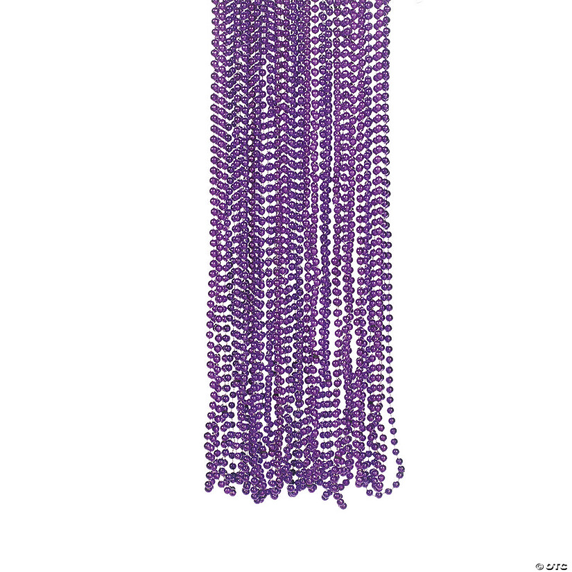 30" Bulk 48 Pc. Metallic Purple Plastic Bead Breakaway Necklaces Image