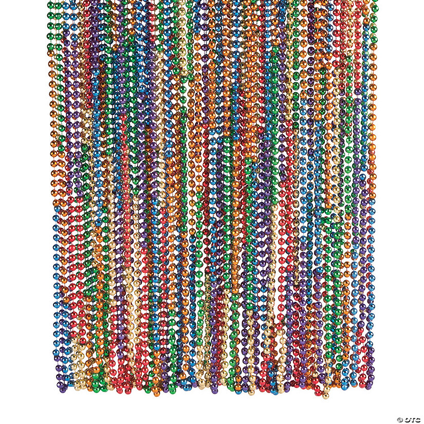 30" Bulk 48 Pc. Rainbow Mardi Gras Plastic Bead Necklaces Image