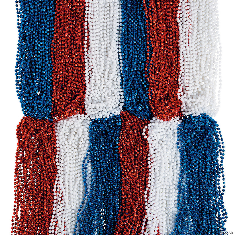 30" Bulk 576 Pc. Patriotic Red, White & Blue Bead Necklace Assortment Image