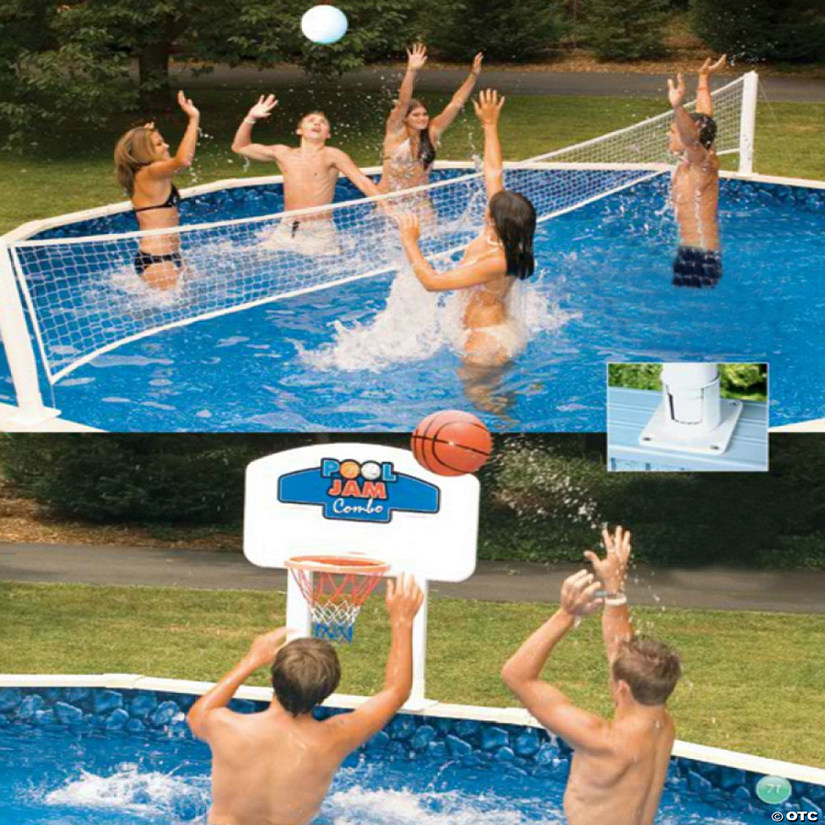 30' Pool Jam Combo Basketball and Volleyball Swimming Pool Game Image