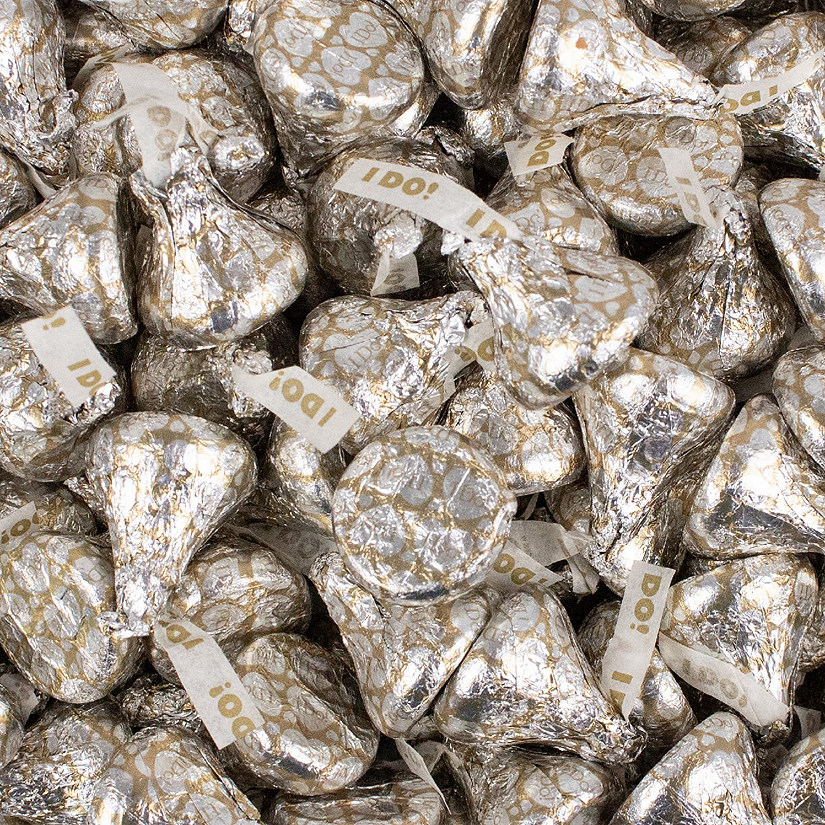 300 Pcs Wedding Candy Hershey's Kisses with I Do Plumes (3 Lbs, Approx. 300 Chocolate Candies) Image