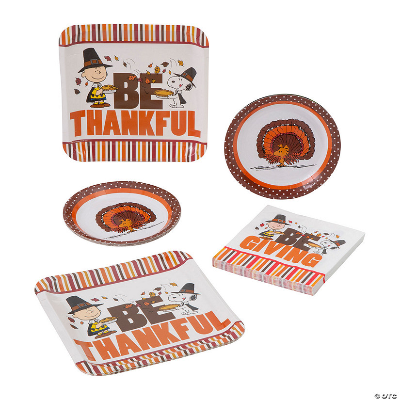 32 Pc. Peanuts<sup>&#174;</sup> Thanksgiving Disposable Tableware Kit for 8 Guests Image
