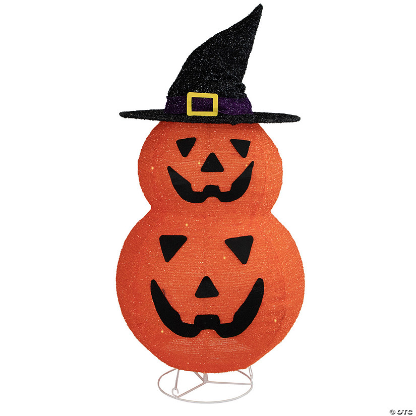 34" Pop-up Jack-O-Lanterns with Witch's Hat Outdoor Halloween Decoration Image