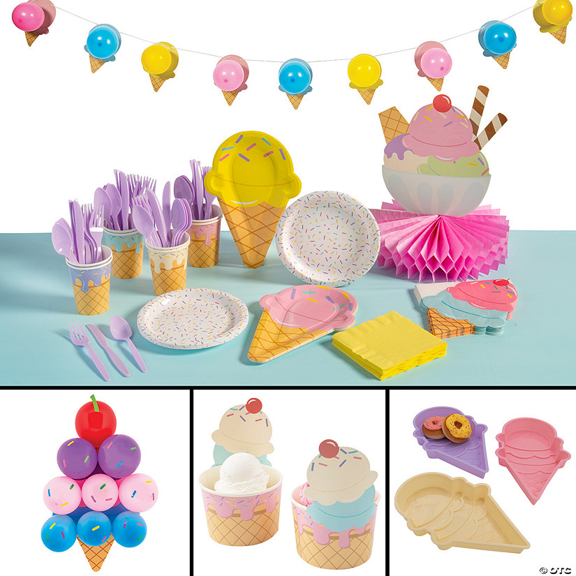 341 Pc. Ice Cream Party Ultimate Tableware Kit for 8 Guests Image