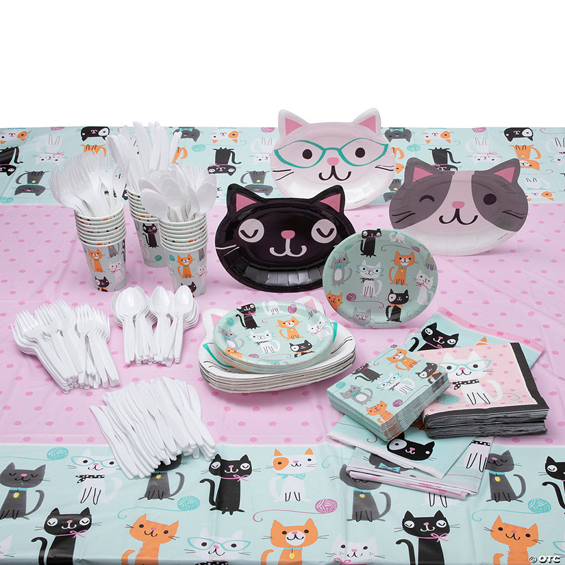 349 Pc. Cat Party Tableware Kit for 24 Guests Image