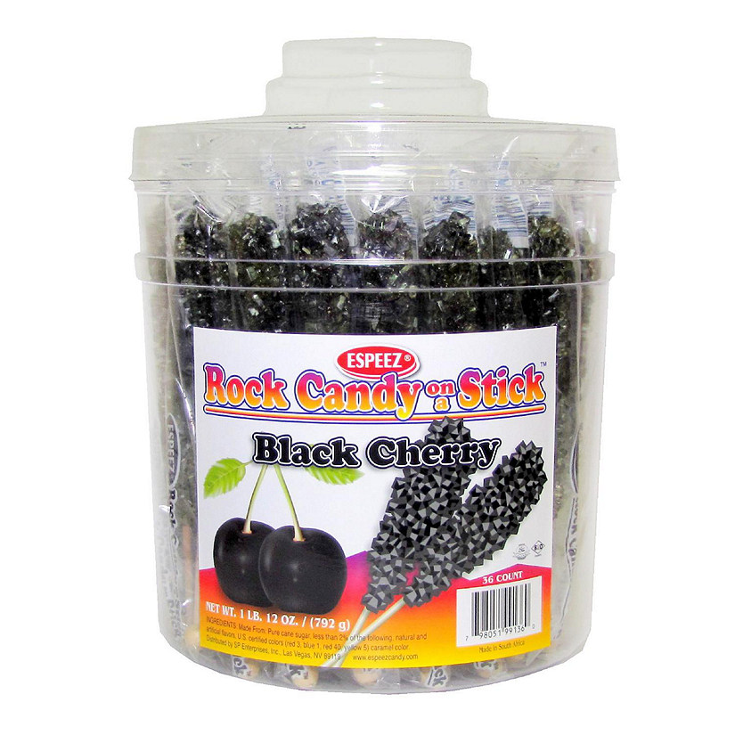 36 Pcs Black Cherry Rock Candy on a Stick (36 Pack) Image