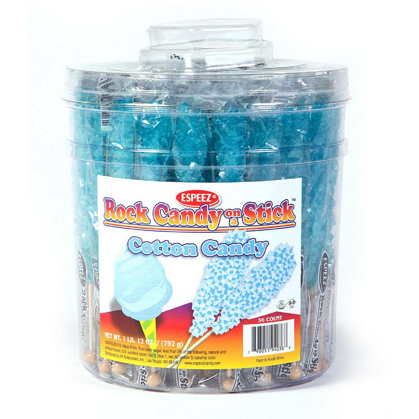 36 Pcs Blue Cotton Candy Rock Candy on a Stick (36 Pack) Image