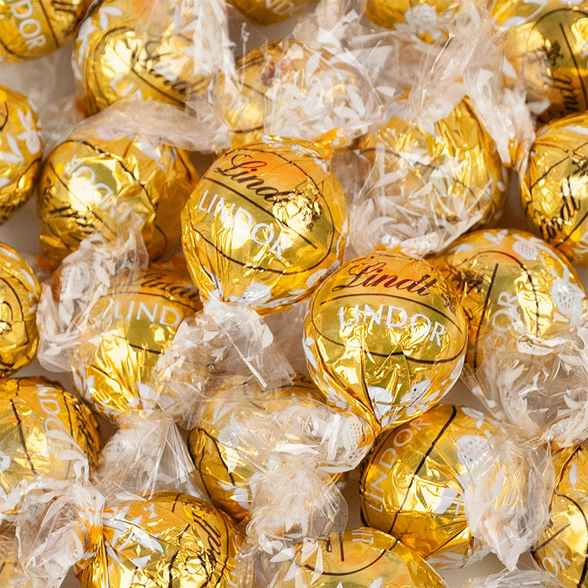 36 Pcs Gold Candy Lindor White Chocolate Truffles by Lindt  (1 lb) Image