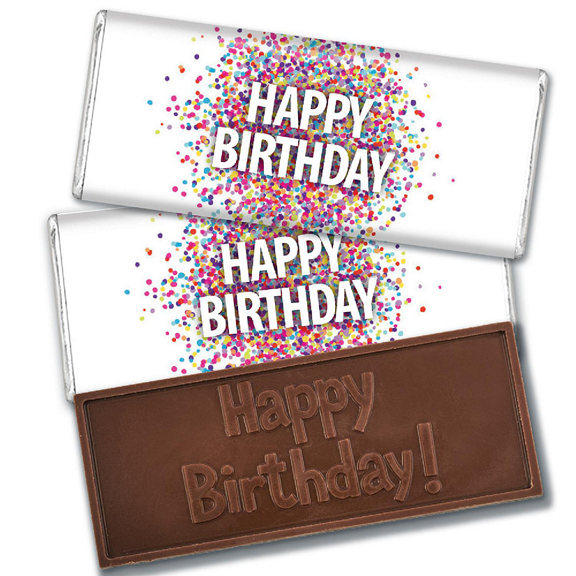 36 Pcs Happy Birthday Candy Party Favors in Bulk Embossed Belgian Chocolate Bars Image