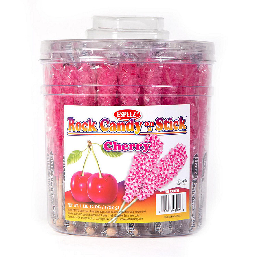 36 Pcs Pink Candy Cherry Rock Candy on a Stick (36 Pack) Image