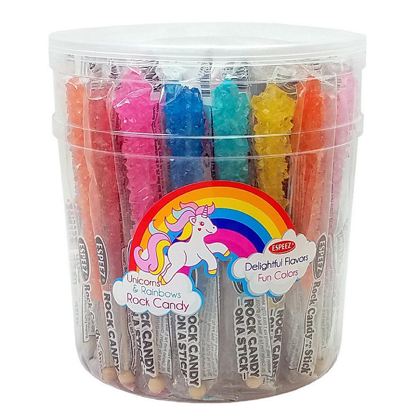 36 Pcs Unicorn & Rainbow Rock Candy on a Stick (36 Pack) Image