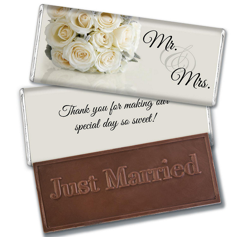 36 Pcs Wedding Candy Party Favors in Bulk Embossed Belgian Chocolate Bars - Floral Image