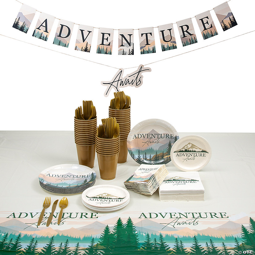 367 Pc. Adventure Awaits Disposable Tableware Kit for 24 Guests Image
