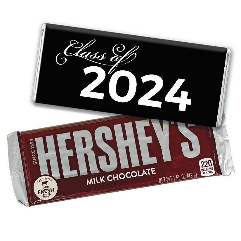36ct Black Graduation Candy Party Favors Class of 2024 Hershey's Chocolate Bars by Just Candy Image