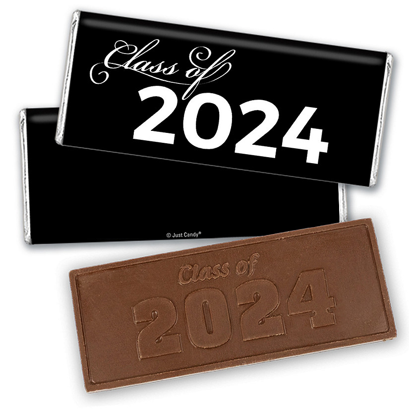 36ct Black Graduation Candy Party Favors Class of 2024 Wrapped Chocolate Bars by Just Candy Image
