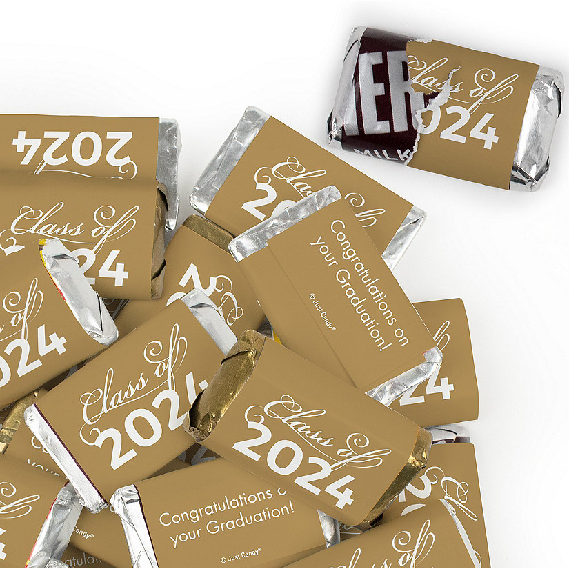 36ct Orange Graduation Candy Party Favors Class of 2024 Hershey's Chocolate Bars by Just Candy Image