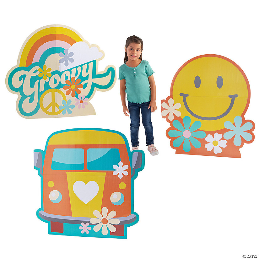 38&#8221; Groovy Cardboard Cutout Stand-Up Set - 3 Pc. Image