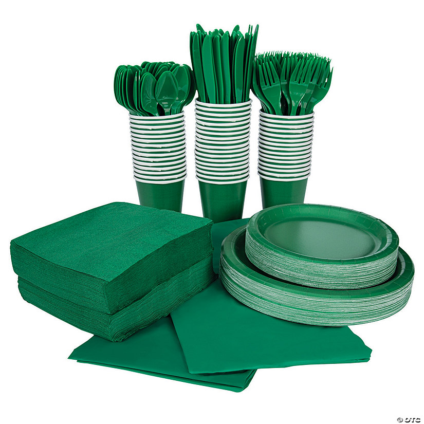 396 Pc. Green Tableware Kit for 48 Guests Image