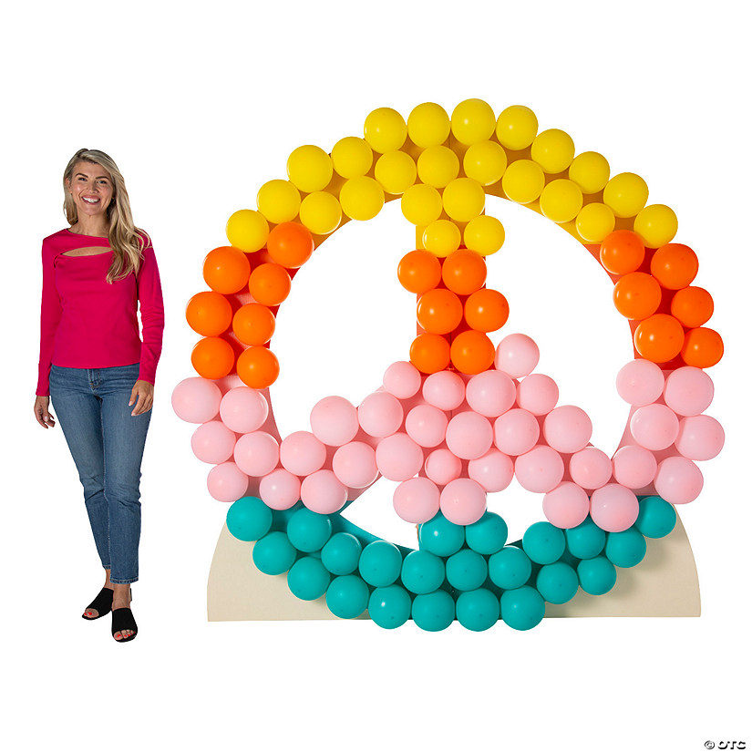 3D Groovy Peace Sign Cardboard Cutout Stand-Up with Balloons Image