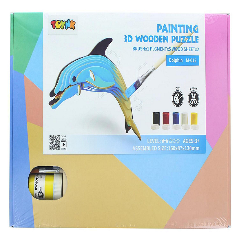 3D Wooden Painting Puzzle  Dolphin Image