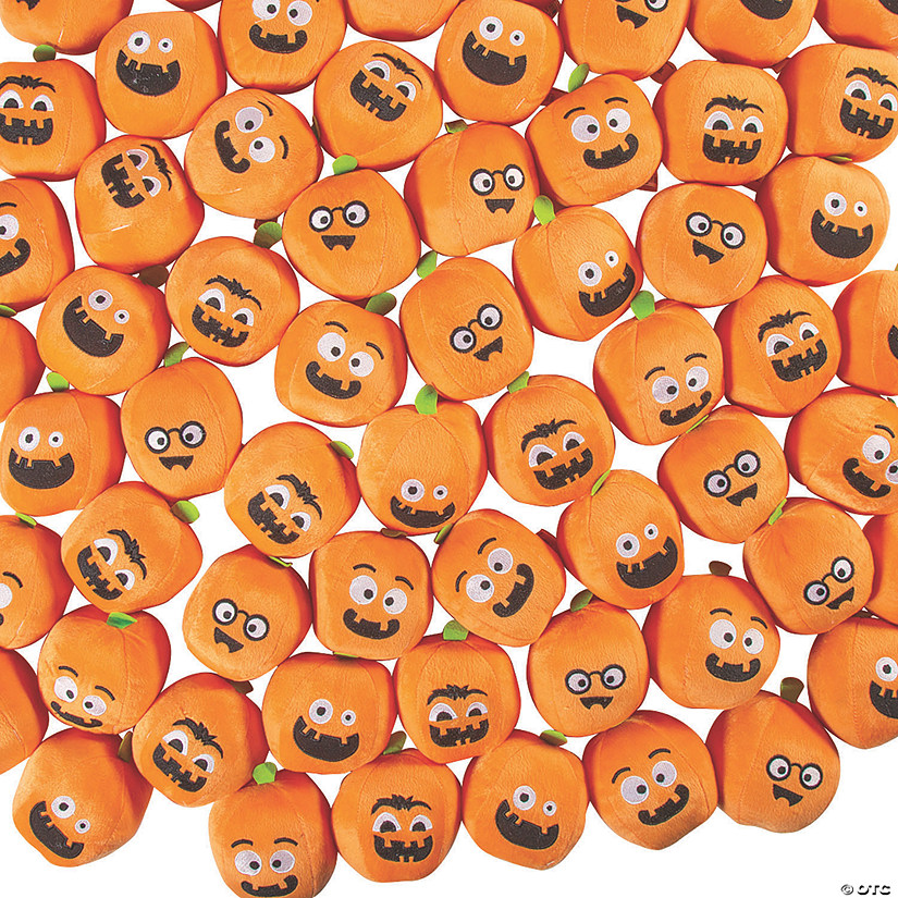 4 1/2" Bulk 72 Pc. Halloween Funny Face Stuffed Pumpkin Toys Image