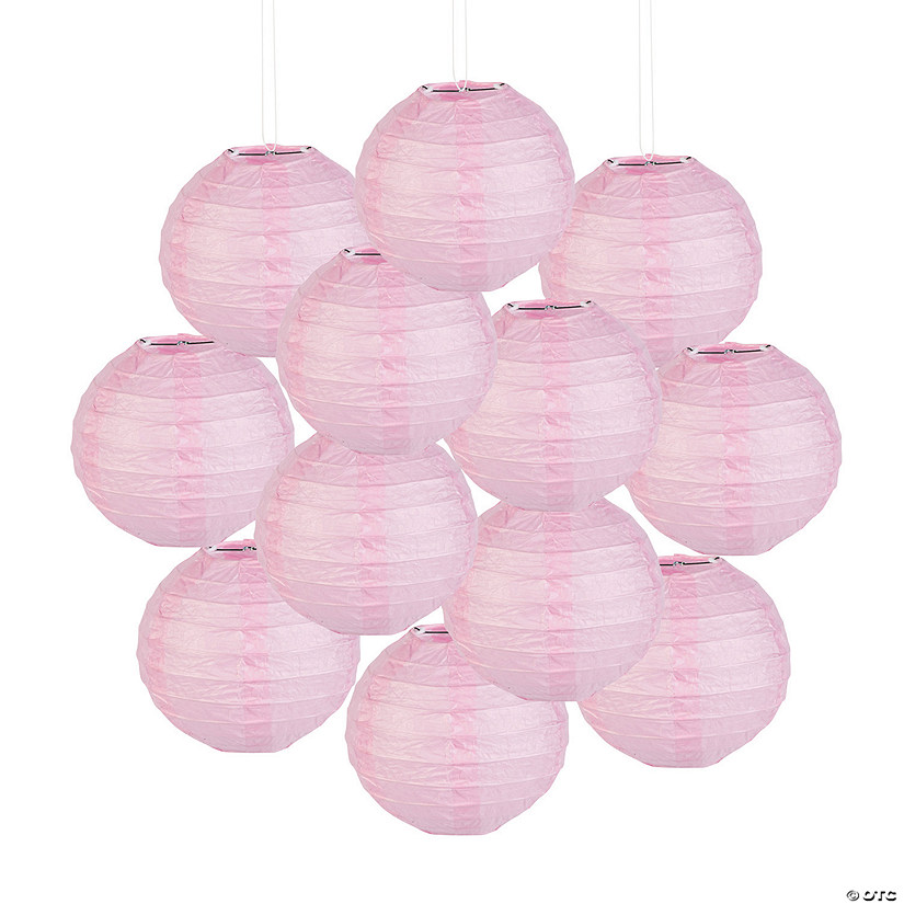 4 1/2" Mini Light Pink Hanging Paper Lanterns - 12 Pc. Image