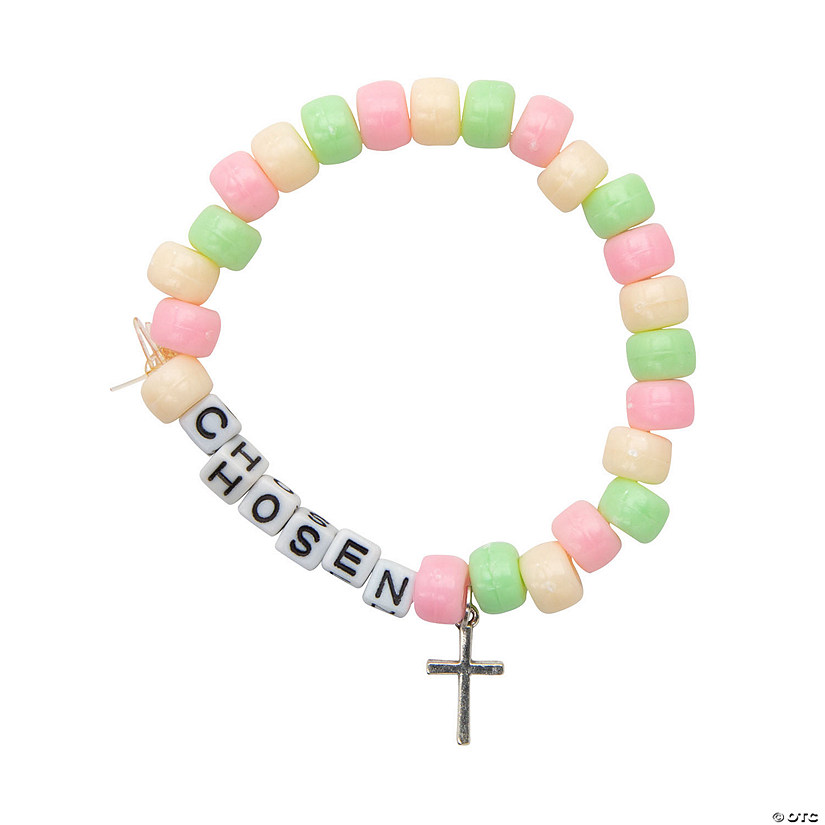 4 1/2" Religious Chosen Beaded Bracelet with Cross Charm Craft Kit &#8211; Makes 12 Image