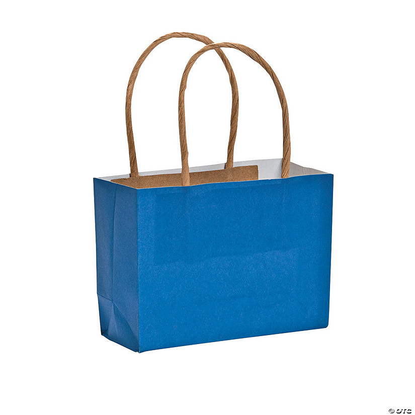 4 1/2" x 3 1/4" Mini Blue Kraft Paper Gift Bags - 12 Pc. Image