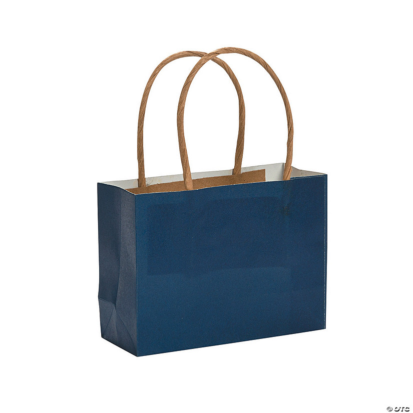 4 1/2" x 3 1/4" Mini Navy Blue Kraft Paper Gift Bags - 12 Pc. Image