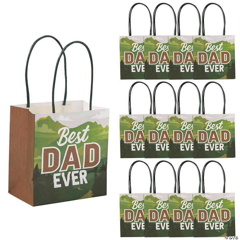 4 1/2" x 4 3/4" Small Father&#8217;s Day Best Dad Ever Gift Bags - 12 Pc. Image