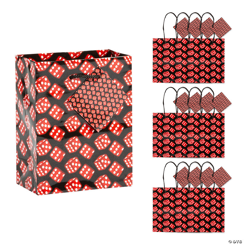 4 1/2" x 5 1/2" Small Casino Gift Bags with Tags - 12 Pc. Image