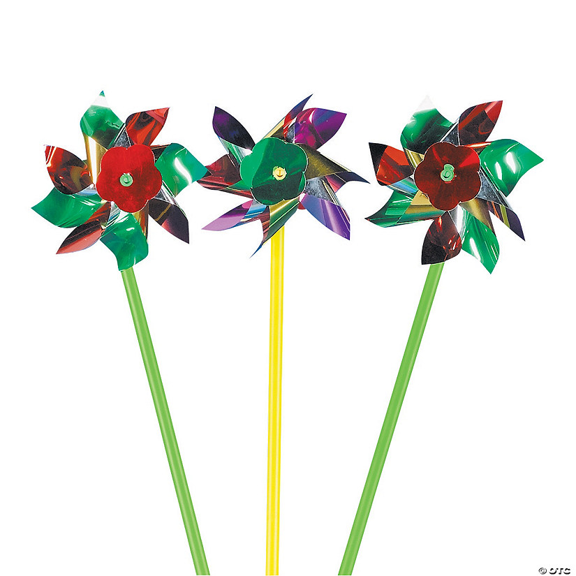 4 1/4" Bulk 72 Pc. Glimmering Metallic Multicolor Plastic Pinwheels Image