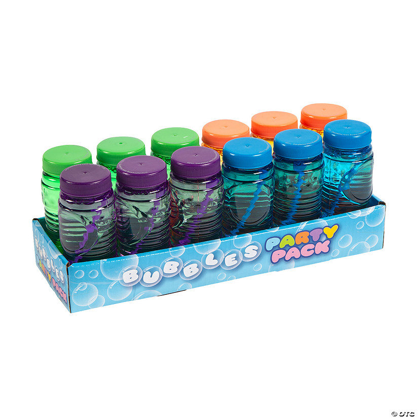 4 1/4" Translucent Orange, Purple, Blue & Green Plastic Bubble Bottles - 24 Pc. Image