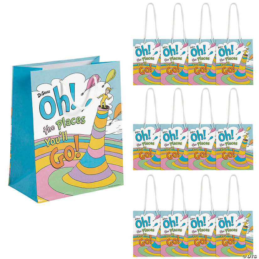 4 1/4" x 5 1/2" Small Dr. Seuss&#8482; Dr. Seuss&#8482; Oh, the Places You&#8217;ll Go Treat Bags - 12 Pc. Image